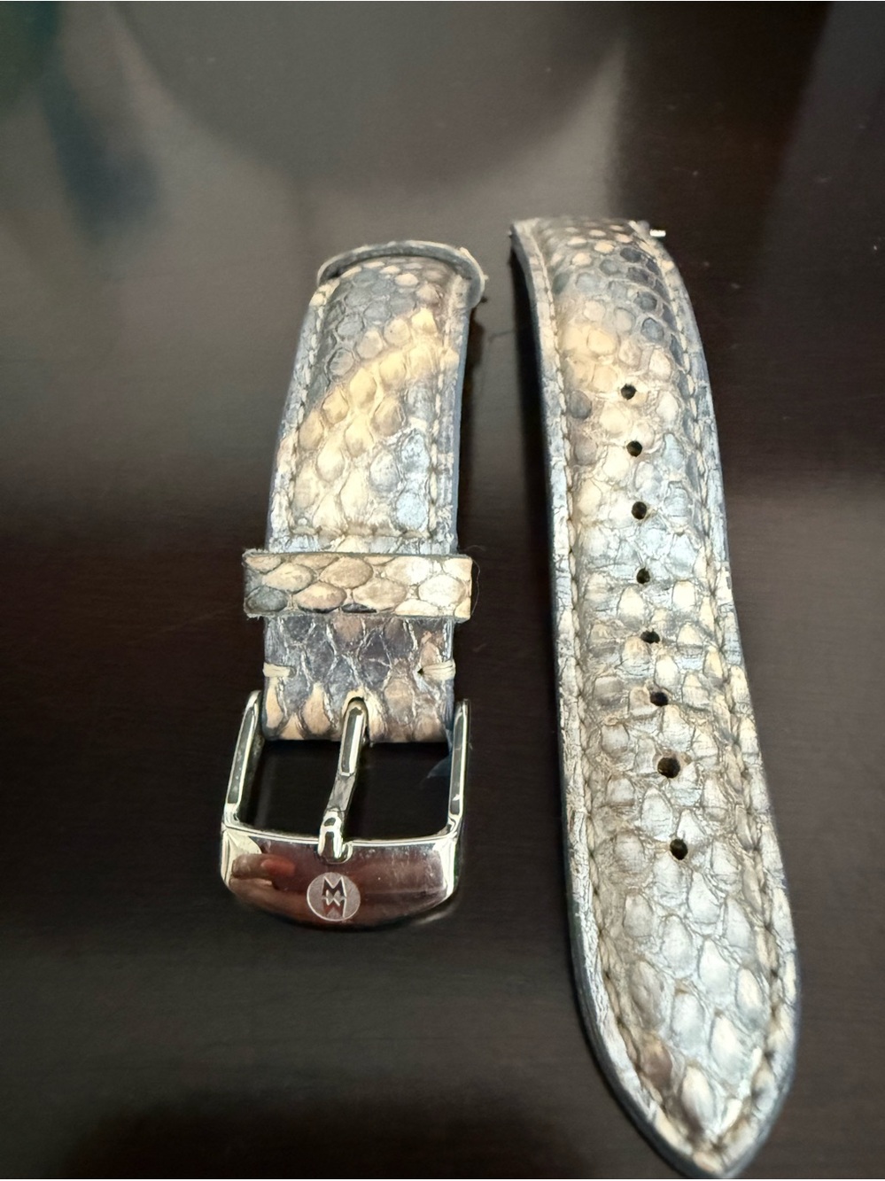 Michele genuine, python, leather Straap 18mm